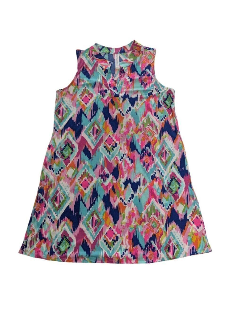 Good Scarlett “Lizzy” Chevron Waves Tank Dress — Vacation Beachwear *Size Small